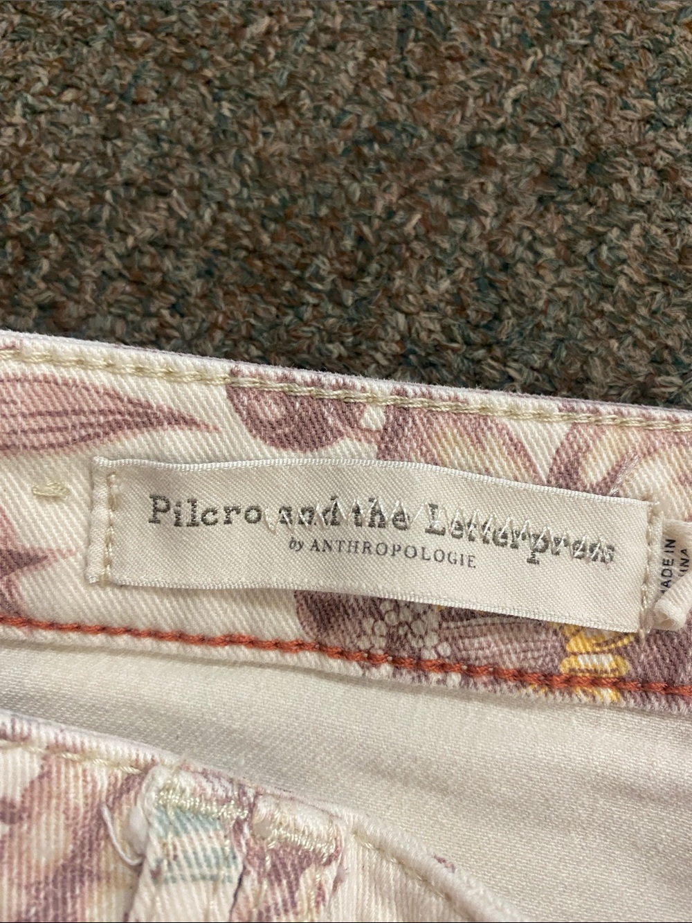 Pilcro Floral-Print Jeans in Dusty Rose & Cream - Picture 2 of 11